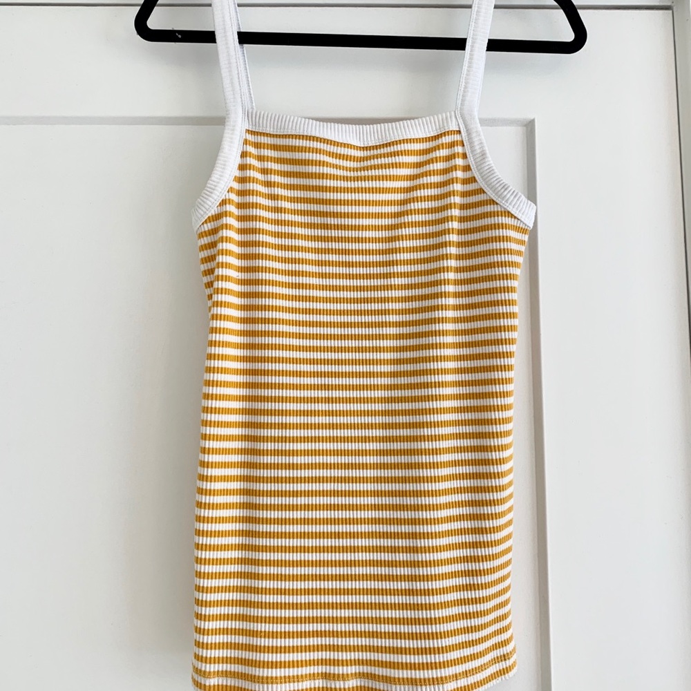 Yellow/white Ribbed Old Navy Tank Top